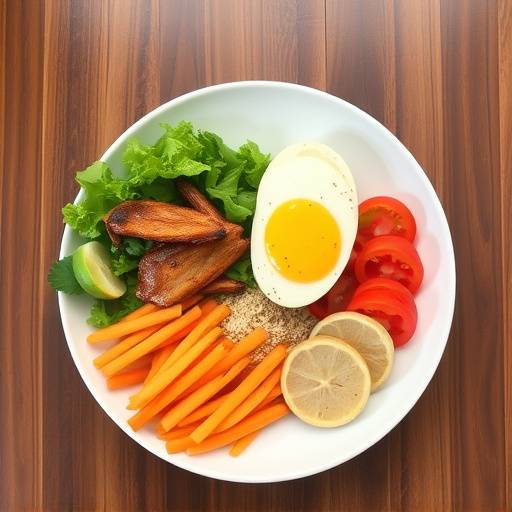 A colorful plate filled with fruits, vegetables, whole grains, and lean protein, representing a balanced diet.
