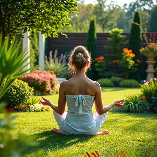 Person meditating peacefully in a serene garden