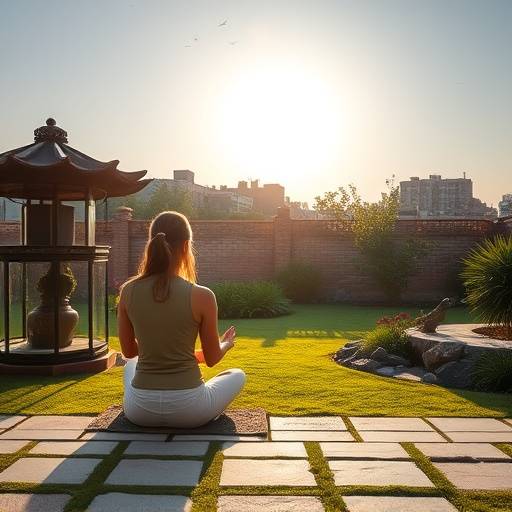 Person meditating peacefully in a serene garden