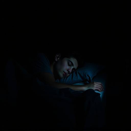 Person peacefully sleeping in a dark, quiet room